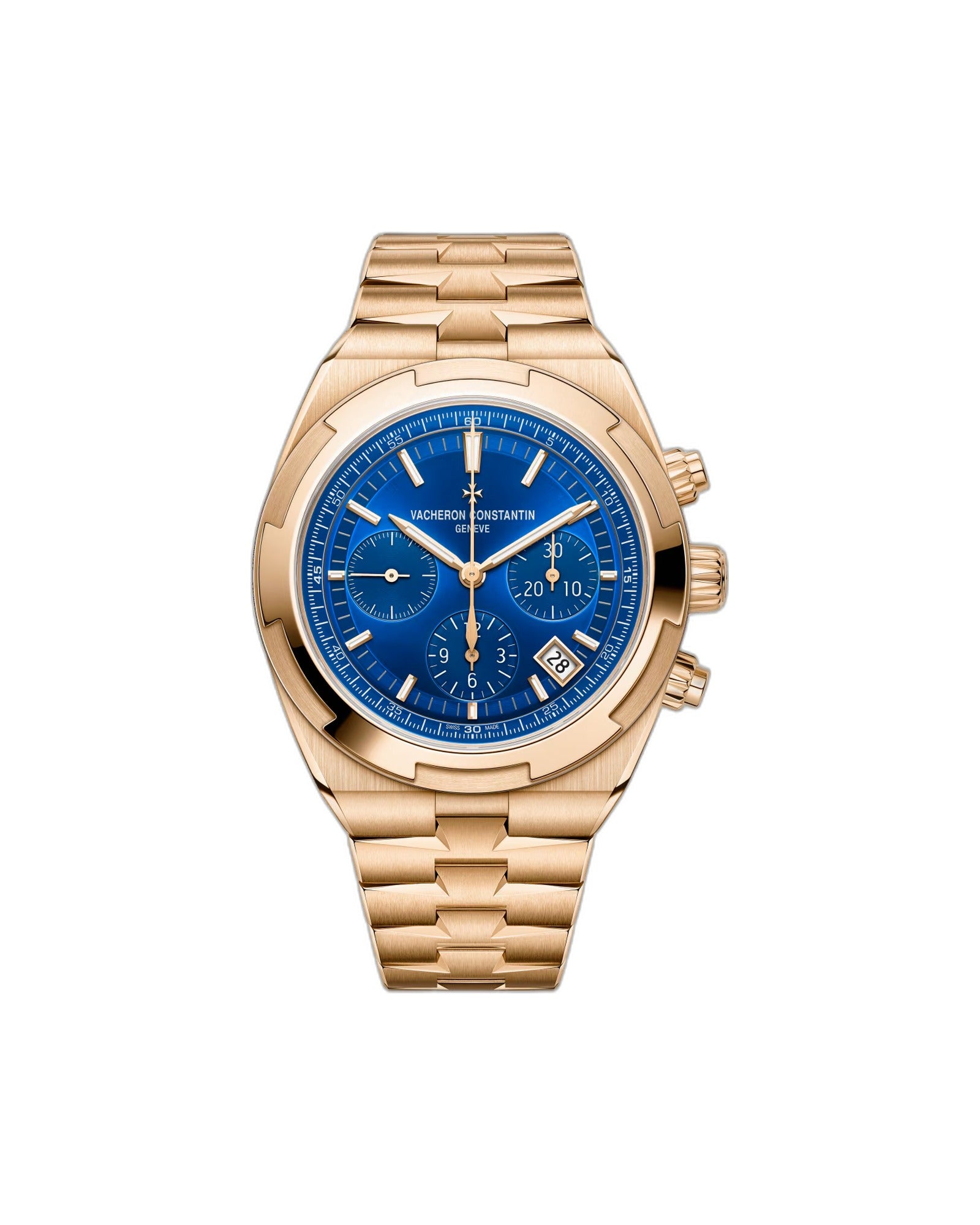 Vacheron Constantin Overseas Chronograph pink gold blue dial bracelet