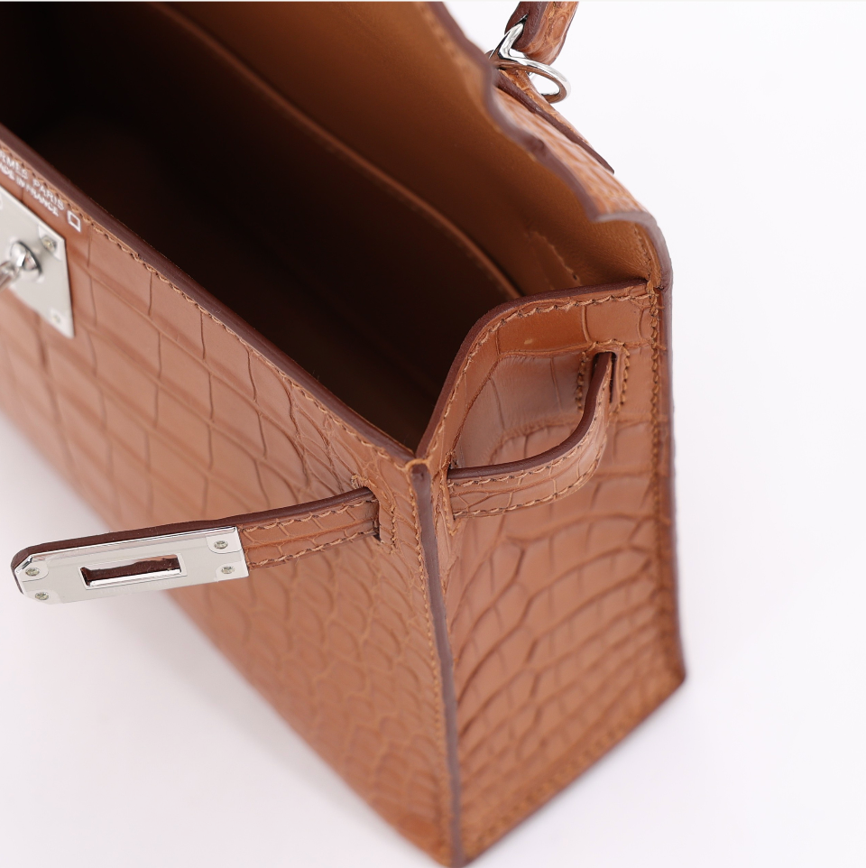 HERMÈS Mini Kelly II Gold Matte Alligator