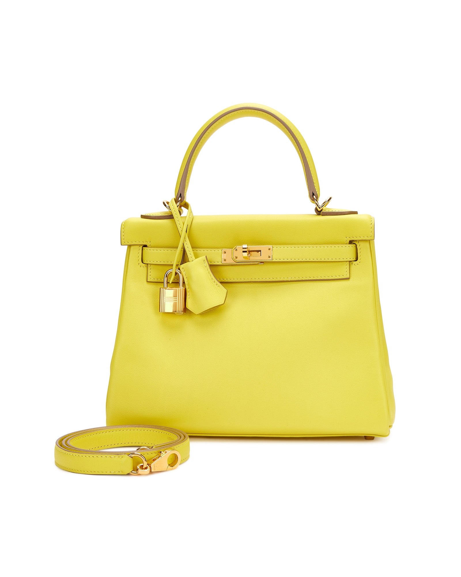 Hermès Kelly Sellier 25 Lime Epsom Gold Hardware, front view
